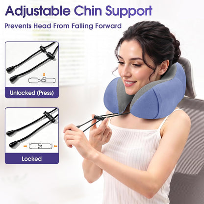 Neck Pillow for Airplanes, Memory Foam Travel Pillow, Black