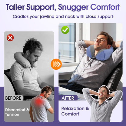 Neck Pillow for Airplanes, Memory Foam Travel Pillow, Black