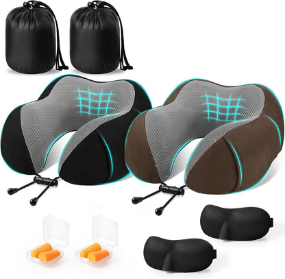 Neck Pillow for Airplanes, Memory Foam Travel Pillow, Black