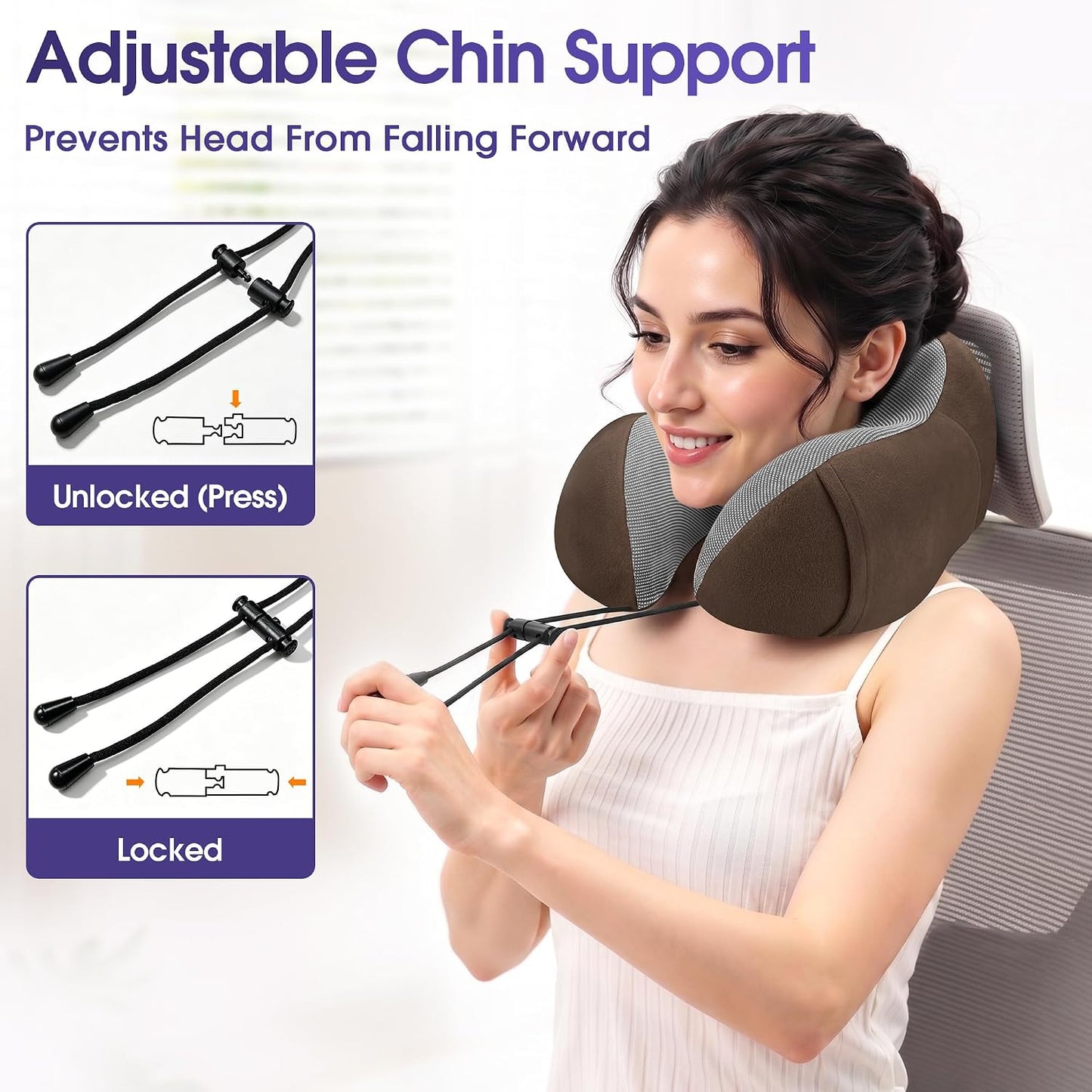 Neck Pillow for Airplanes, Memory Foam Travel Pillow, Black
