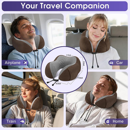 Neck Pillow for Airplanes, Memory Foam Travel Pillow, Black