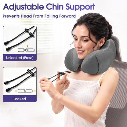 Neck Pillow for Airplanes, Memory Foam Travel Pillow, Black