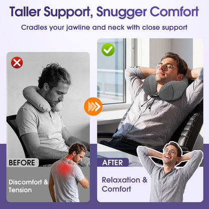 Neck Pillow for Airplanes, Memory Foam Travel Pillow, Black
