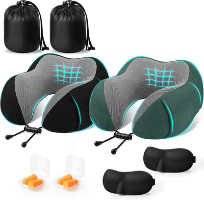 Neck Pillow for Airplanes, Memory Foam Travel Pillow, Black
