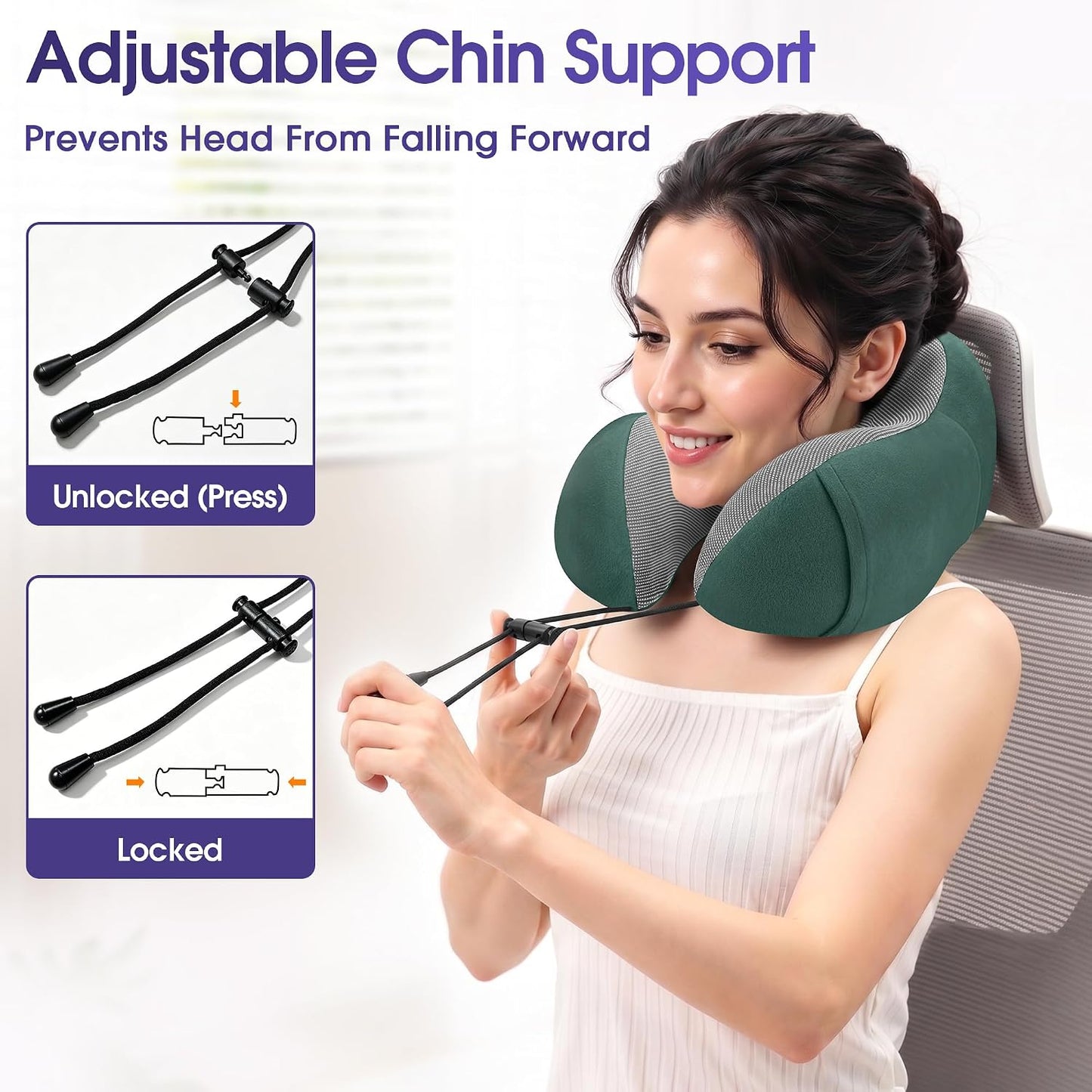 Neck Pillow for Airplanes, Memory Foam Travel Pillow, Black