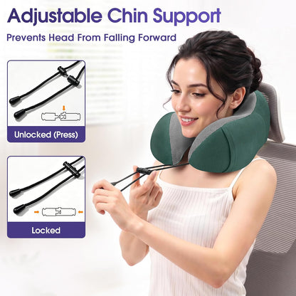 Neck Pillow for Airplanes, Memory Foam Travel Pillow, Black
