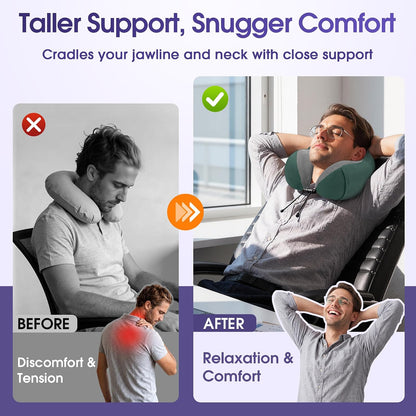 Neck Pillow for Airplanes, Memory Foam Travel Pillow, Black