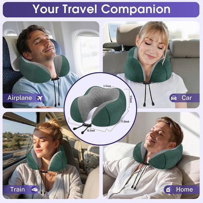 Neck Pillow for Airplanes, Memory Foam Travel Pillow, Black