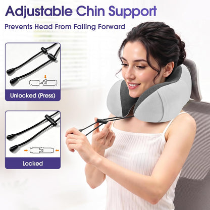 Neck Pillow for Airplanes, Memory Foam Travel Pillow, Black