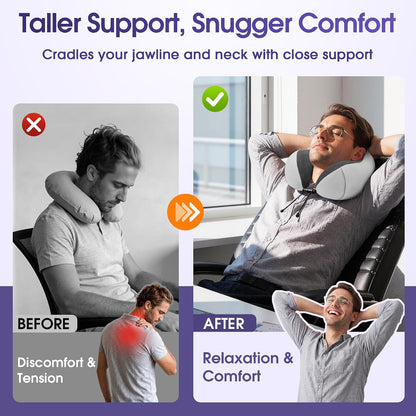 Neck Pillow for Airplanes, Memory Foam Travel Pillow, Black