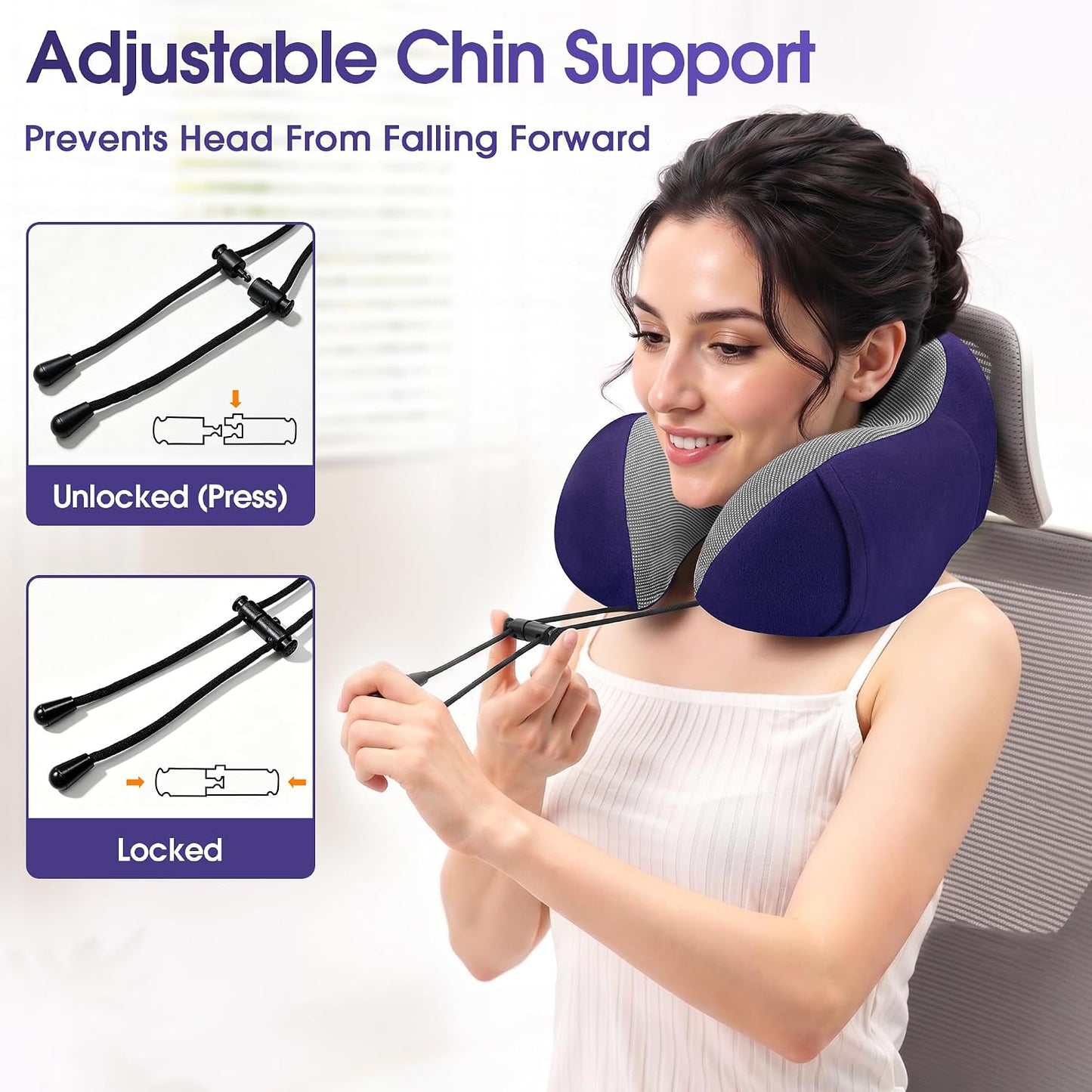 Neck Pillow for Airplanes, Memory Foam Travel Pillow, Black