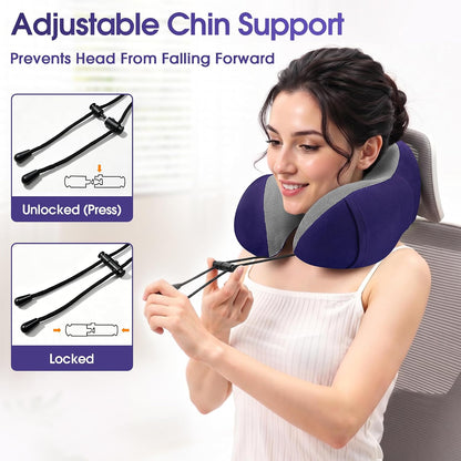 Neck Pillow for Airplanes, Memory Foam Travel Pillow, Black