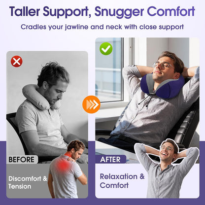 Neck Pillow for Airplanes, Memory Foam Travel Pillow, Black