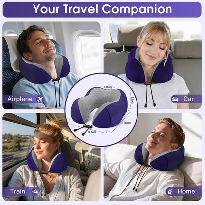 Neck Pillow for Airplanes, Memory Foam Travel Pillow, Black