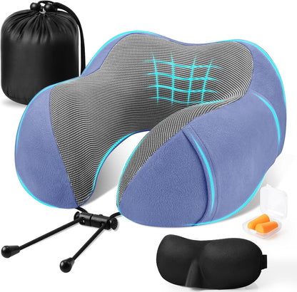 Neck Pillow for Airplanes, Memory Foam Travel Pillow, Black