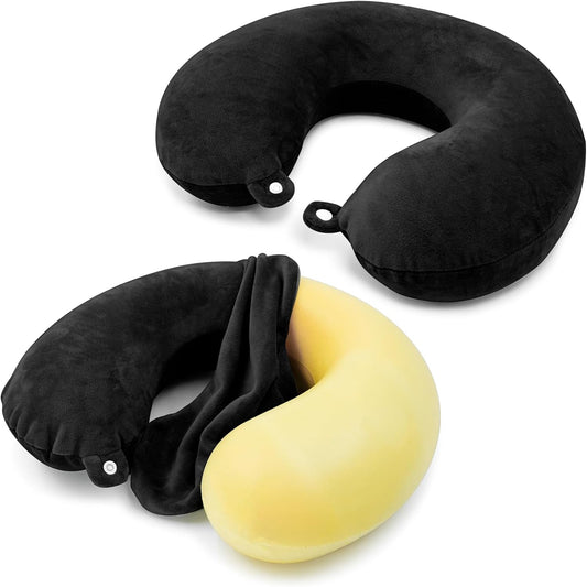2 Packs Travel Neck Pillow Cover, Reusable U Shaped Washable Soft Smooth Airplane Pillow Cover