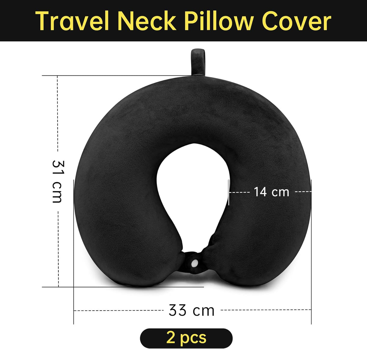 2 Packs Travel Neck Pillow Cover, Reusable U Shaped Washable Soft Smooth Airplane Pillow Cover