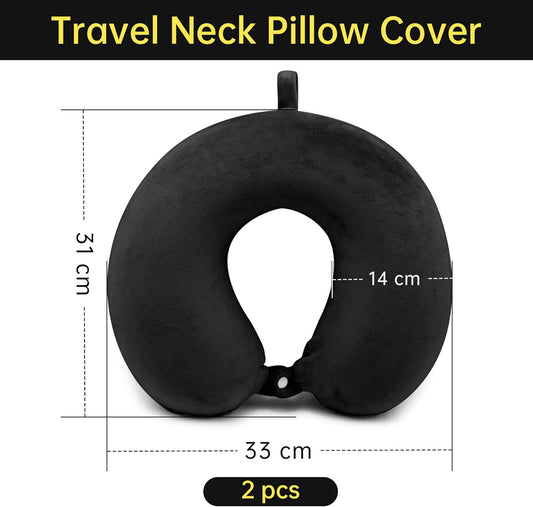 2 Packs Travel Neck Pillow Cover, Reusable U Shaped Washable Soft Smooth Airplane Pillow Cover