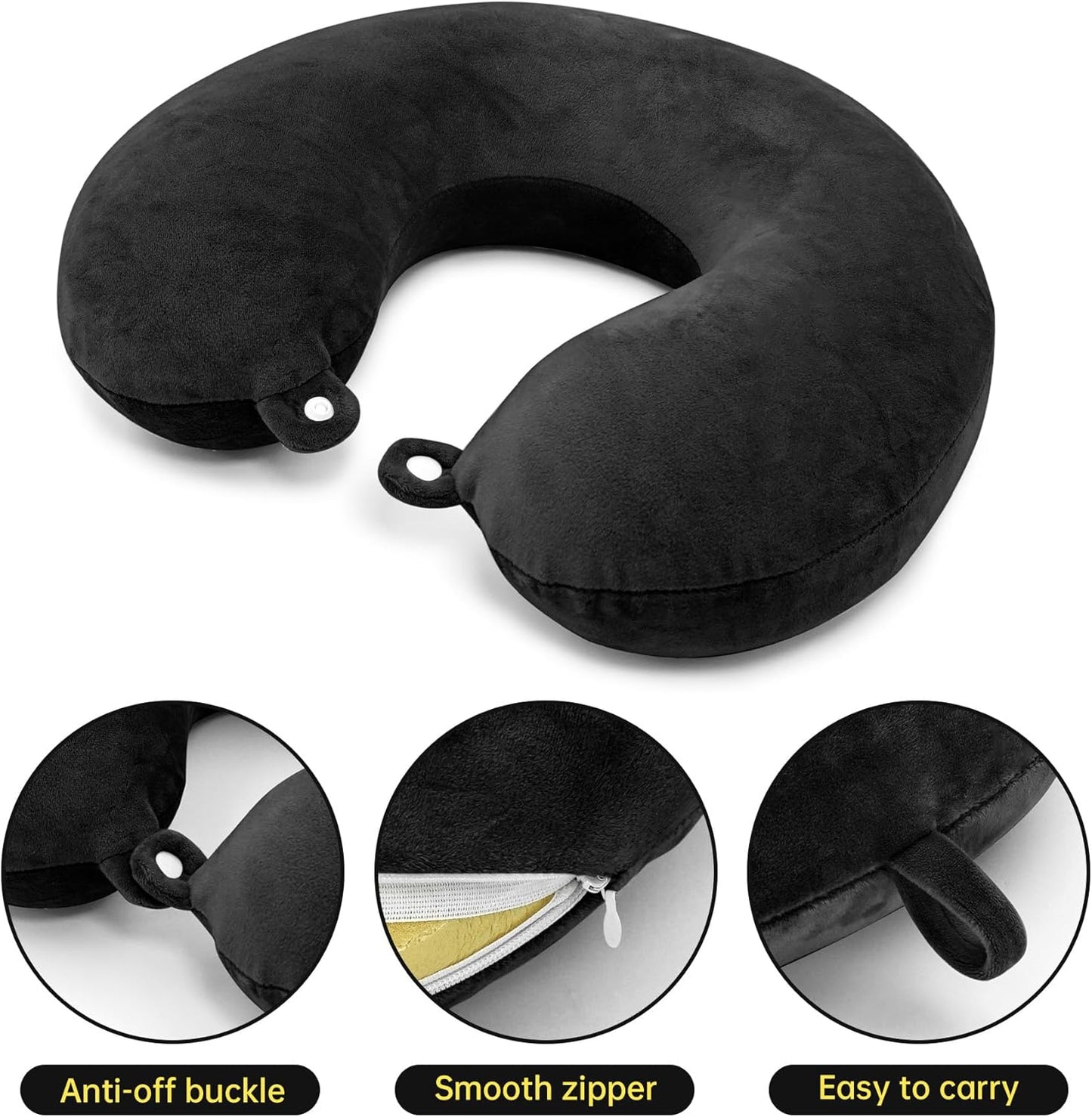 2 Packs Travel Neck Pillow Cover, Reusable U Shaped Washable Soft Smooth Airplane Pillow Cover