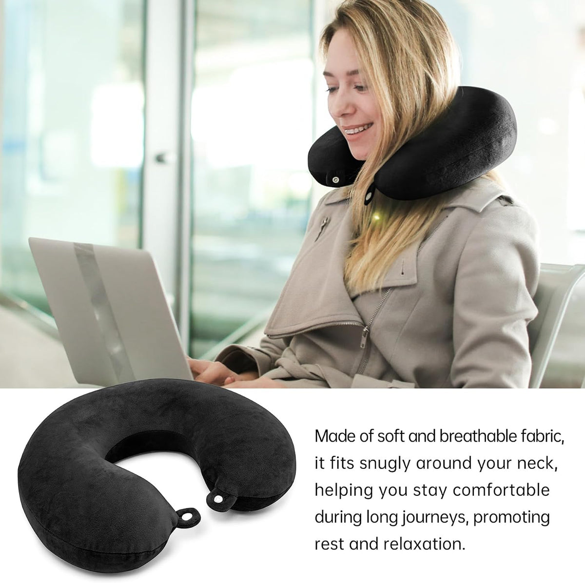 2 Packs Travel Neck Pillow Cover, Reusable U Shaped Washable Soft Smooth Airplane Pillow Cover
