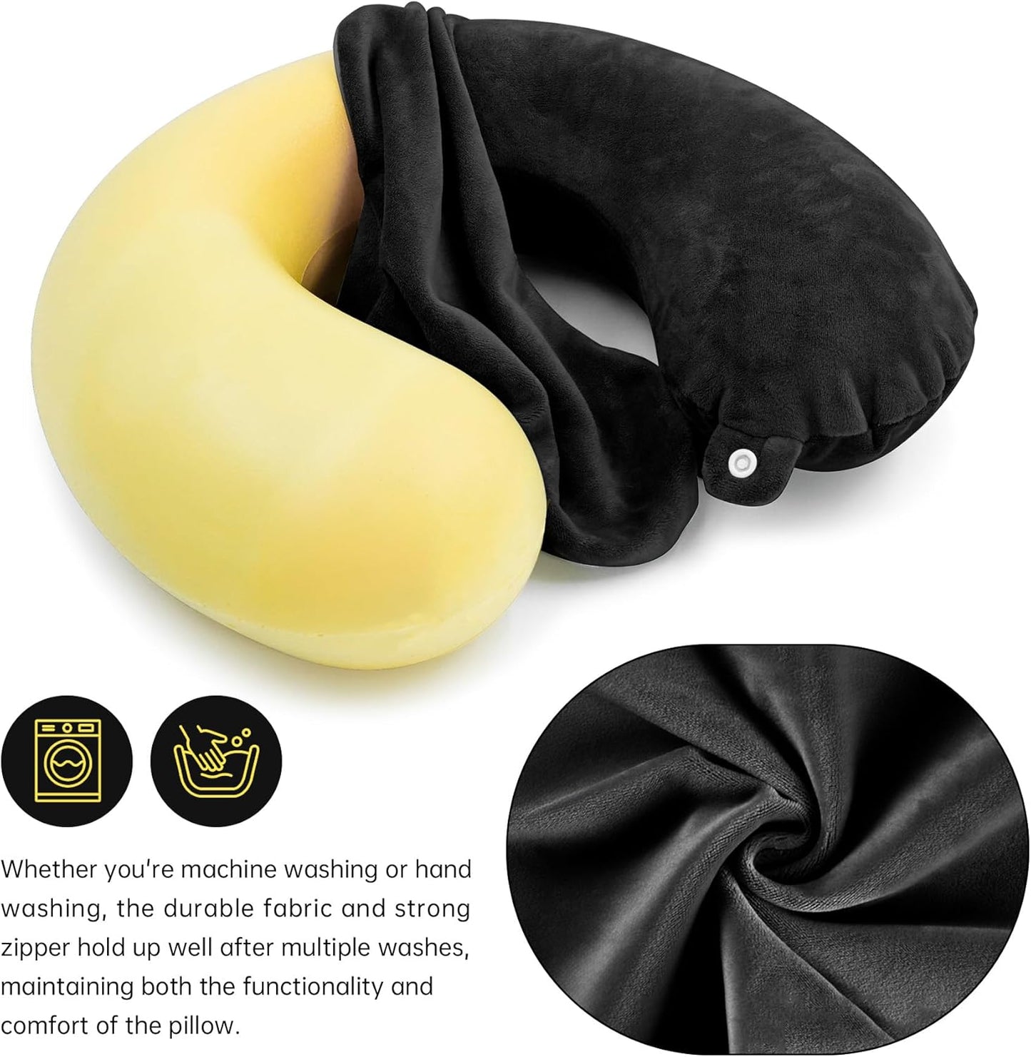 2 Packs Travel Neck Pillow Cover, Reusable U Shaped Washable Soft Smooth Airplane Pillow Cover