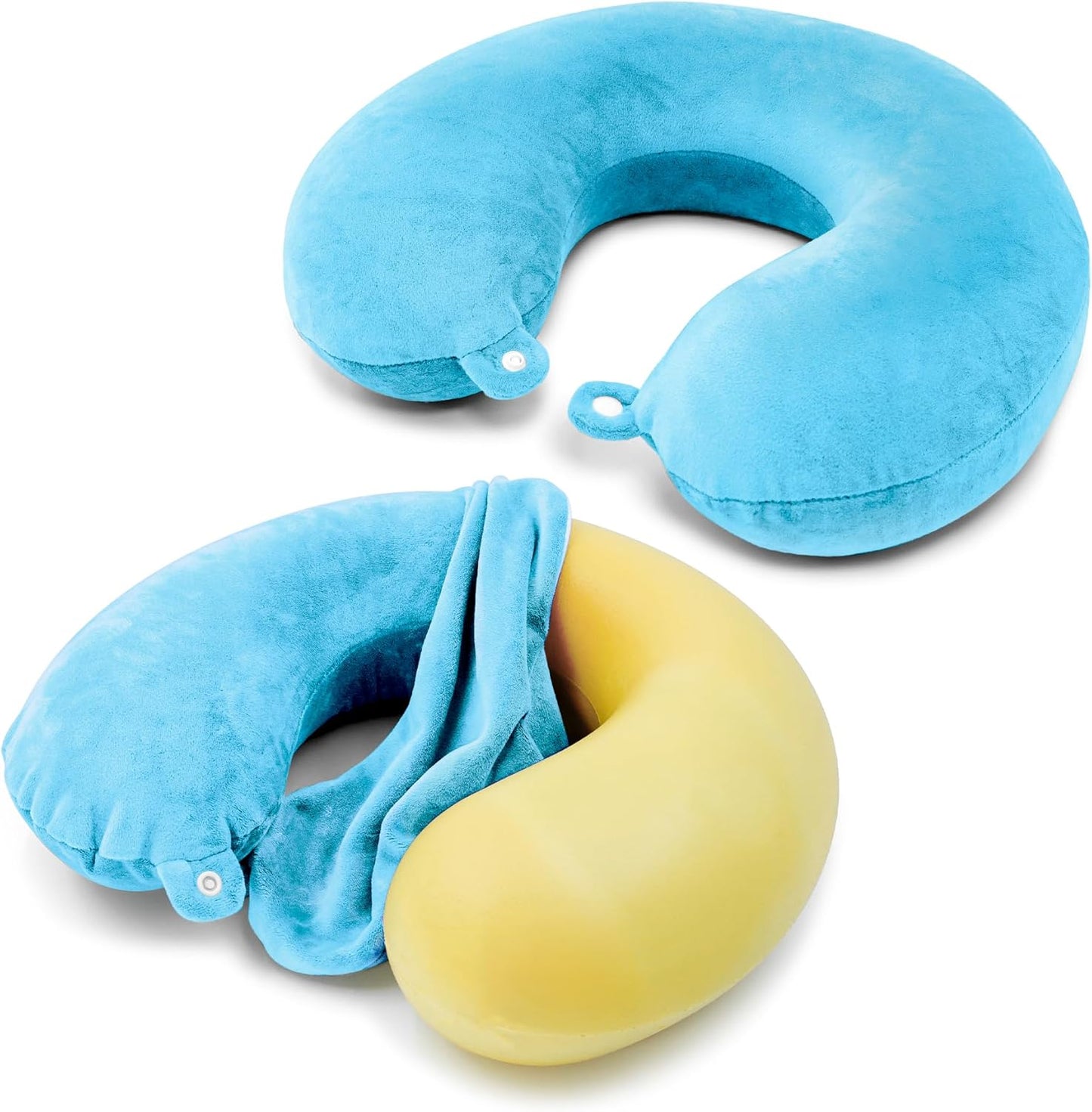 2 Packs Travel Neck Pillow Cover, Reusable U Shaped Washable Soft Smooth Airplane Pillow Cover