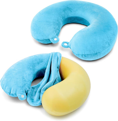 2 Packs Travel Neck Pillow Cover, Reusable U Shaped Washable Soft Smooth Airplane Pillow Cover