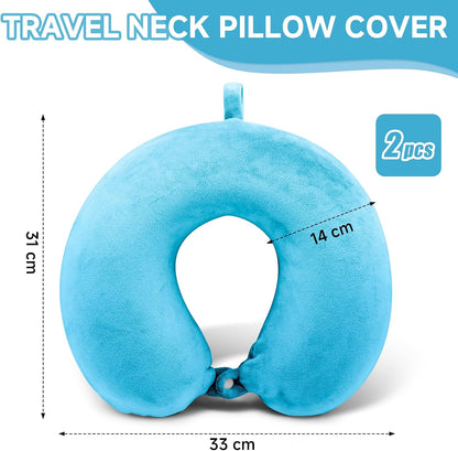 2 Packs Travel Neck Pillow Cover, Reusable U Shaped Washable Soft Smooth Airplane Pillow Cover