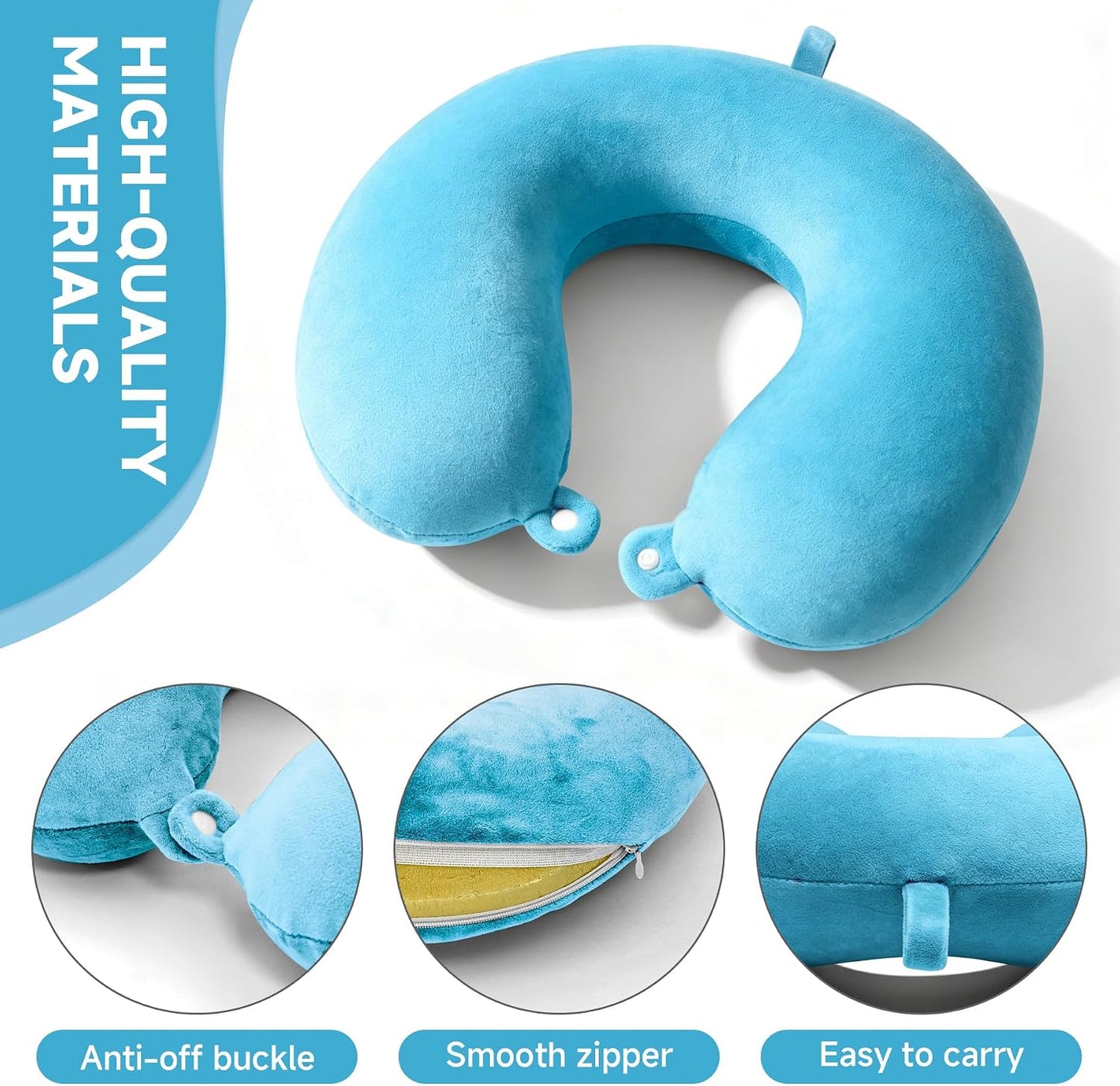 2 Packs Travel Neck Pillow Cover, Reusable U Shaped Washable Soft Smooth Airplane Pillow Cover