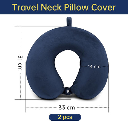 2 Packs Travel Neck Pillow Cover, Reusable U Shaped Washable Soft Smooth Airplane Pillow Cover