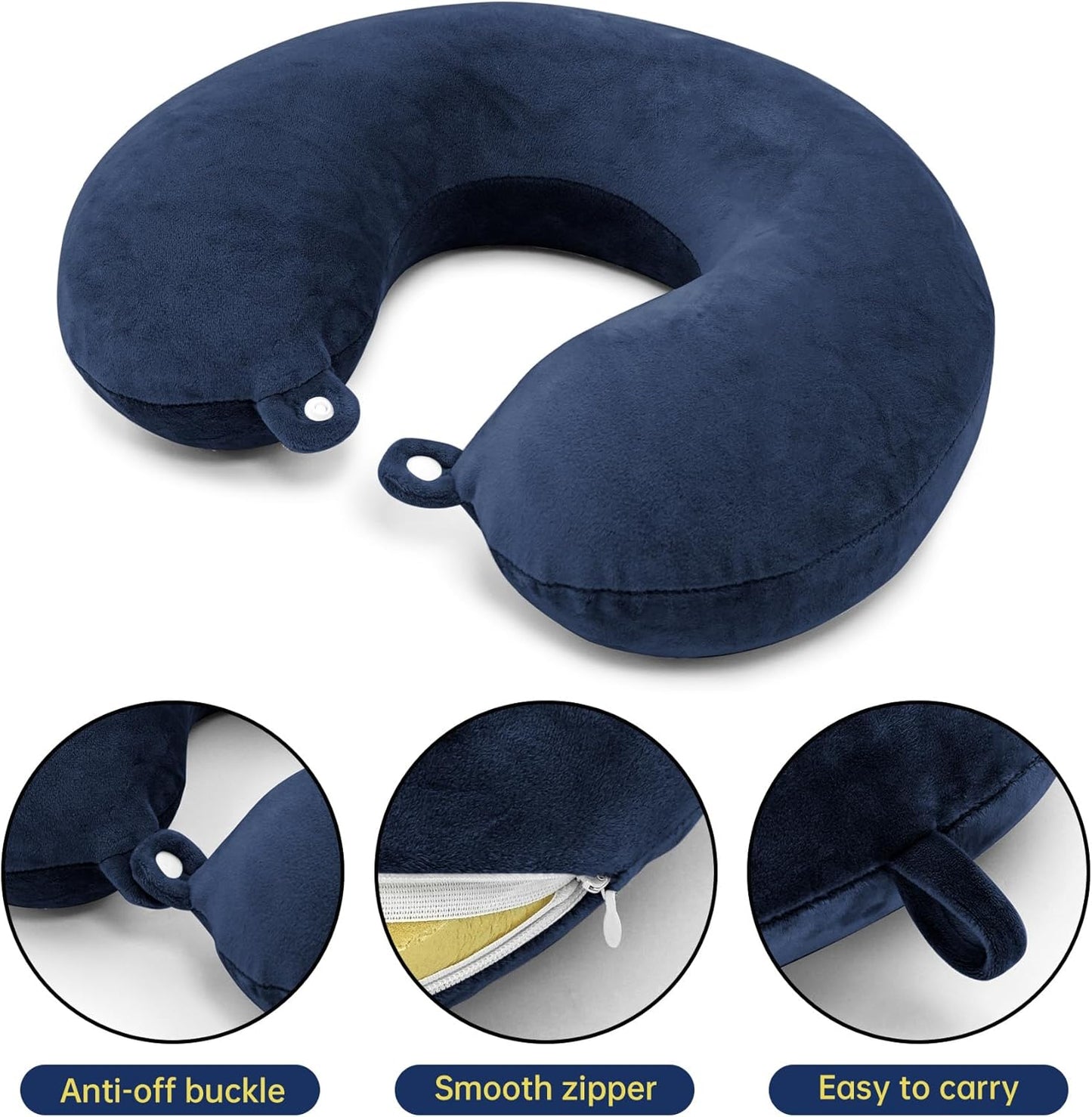 2 Packs Travel Neck Pillow Cover, Reusable U Shaped Washable Soft Smooth Airplane Pillow Cover