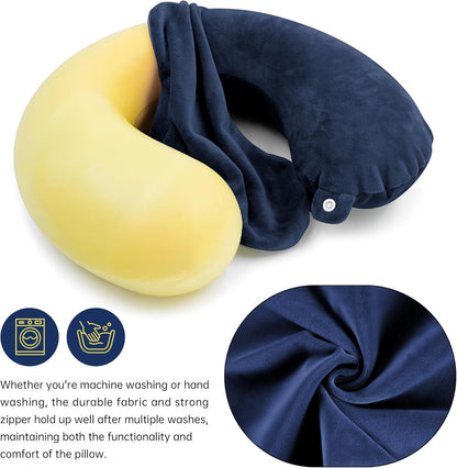 2 Packs Travel Neck Pillow Cover, Reusable U Shaped Washable Soft Smooth Airplane Pillow Cover