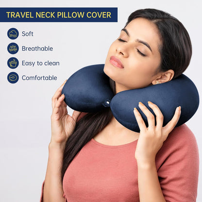 2 Packs Travel Neck Pillow Cover, Reusable U Shaped Washable Soft Smooth Airplane Pillow Cover