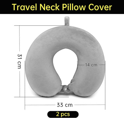 2 Packs Travel Neck Pillow Cover, Reusable U Shaped Washable Soft Smooth Airplane Pillow Cover