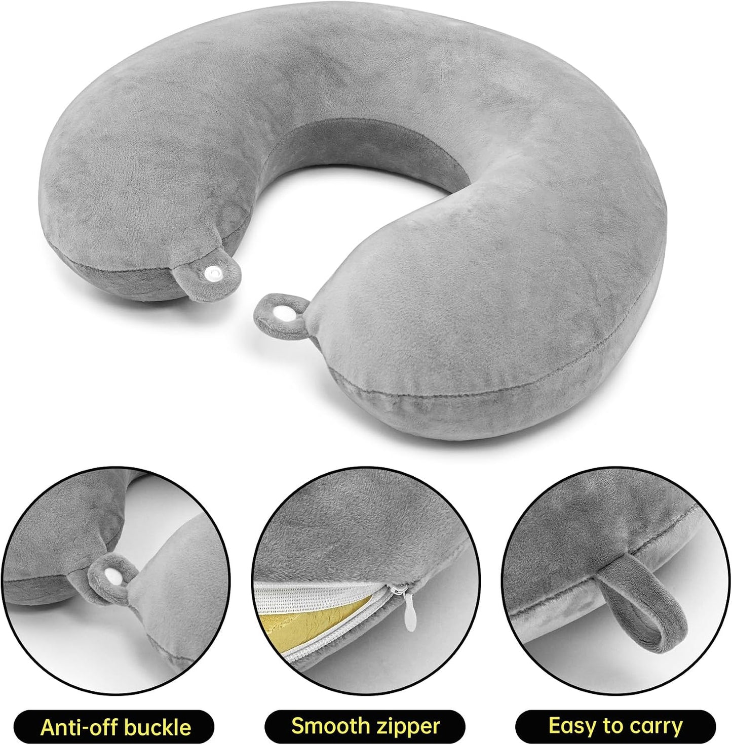 2 Packs Travel Neck Pillow Cover, Reusable U Shaped Washable Soft Smooth Airplane Pillow Cover