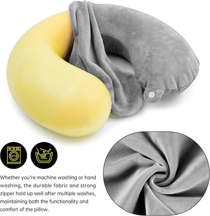 2 Packs Travel Neck Pillow Cover, Reusable U Shaped Washable Soft Smooth Airplane Pillow Cover