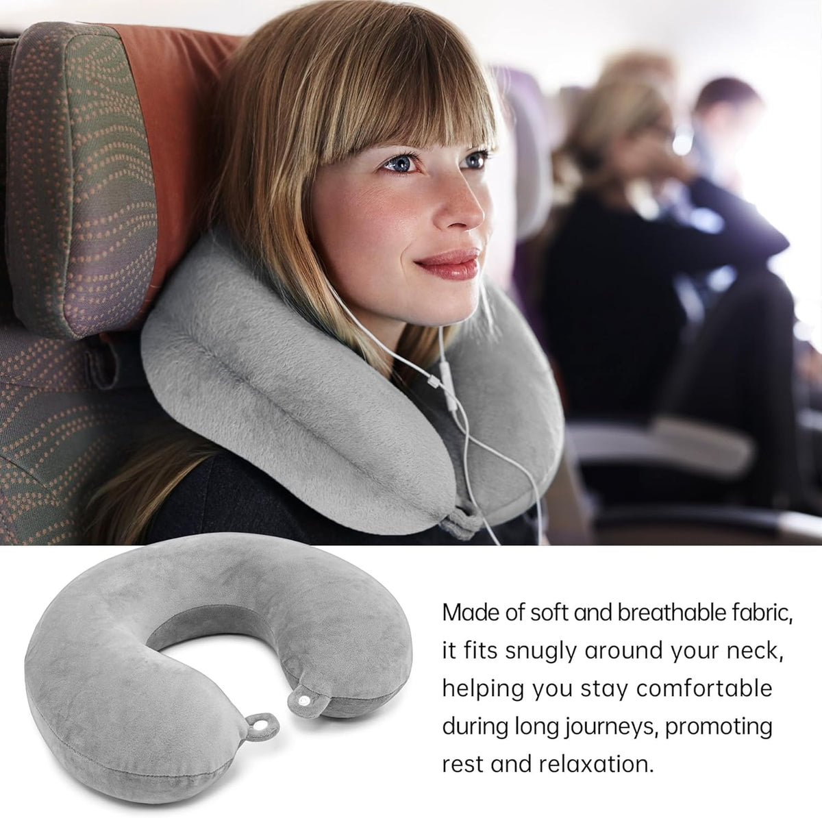 2 Packs Travel Neck Pillow Cover, Reusable U Shaped Washable Soft Smooth Airplane Pillow Cover