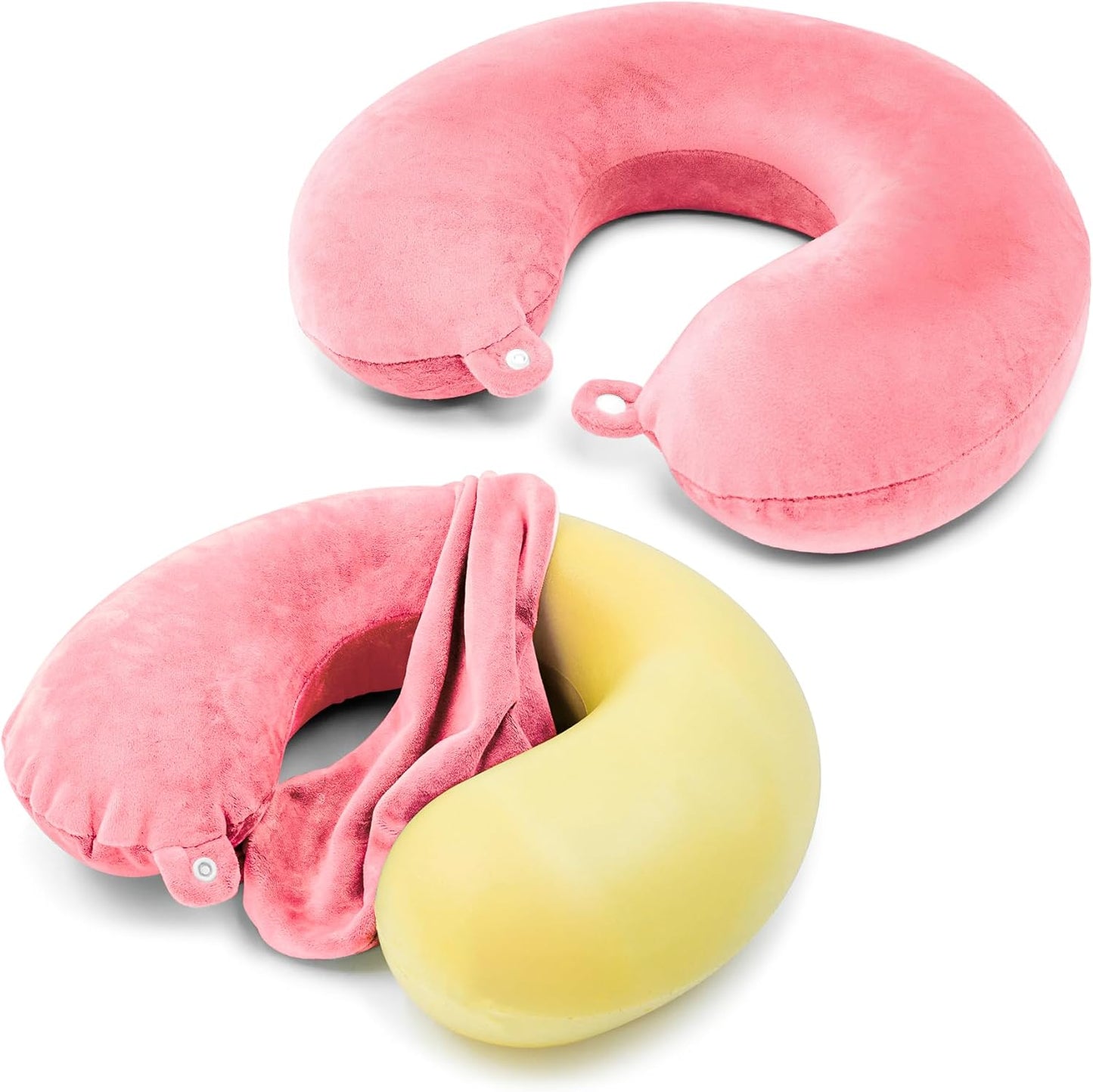 2 Packs Travel Neck Pillow Cover, Reusable U Shaped Washable Soft Smooth Airplane Pillow Cover