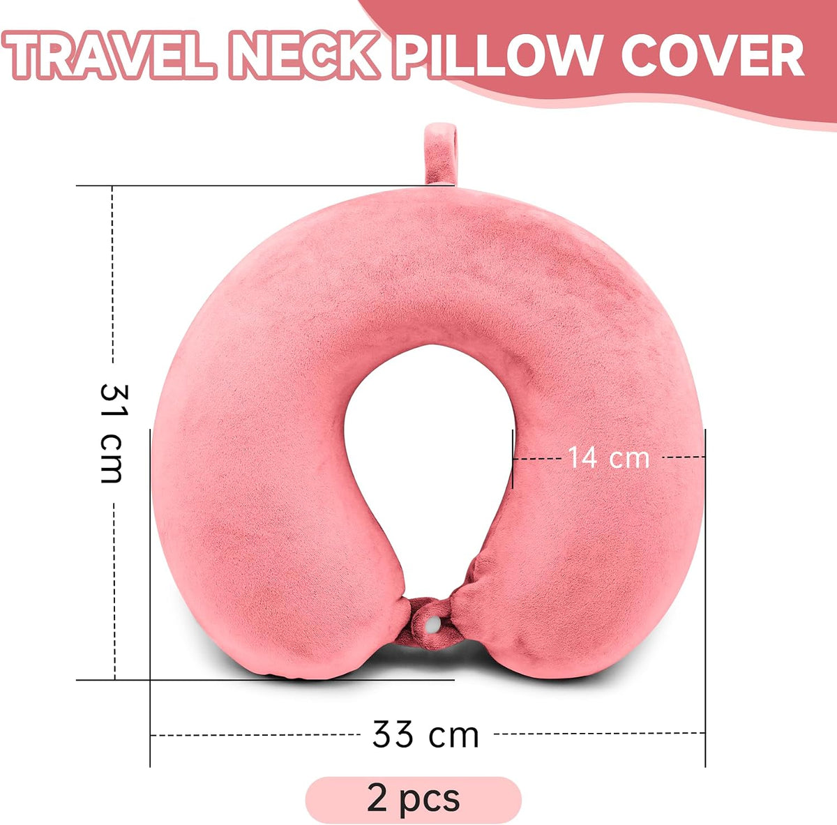 2 Packs Travel Neck Pillow Cover, Reusable U Shaped Washable Soft Smooth Airplane Pillow Cover