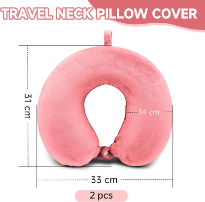 2 Packs Travel Neck Pillow Cover, Reusable U Shaped Washable Soft Smooth Airplane Pillow Cover