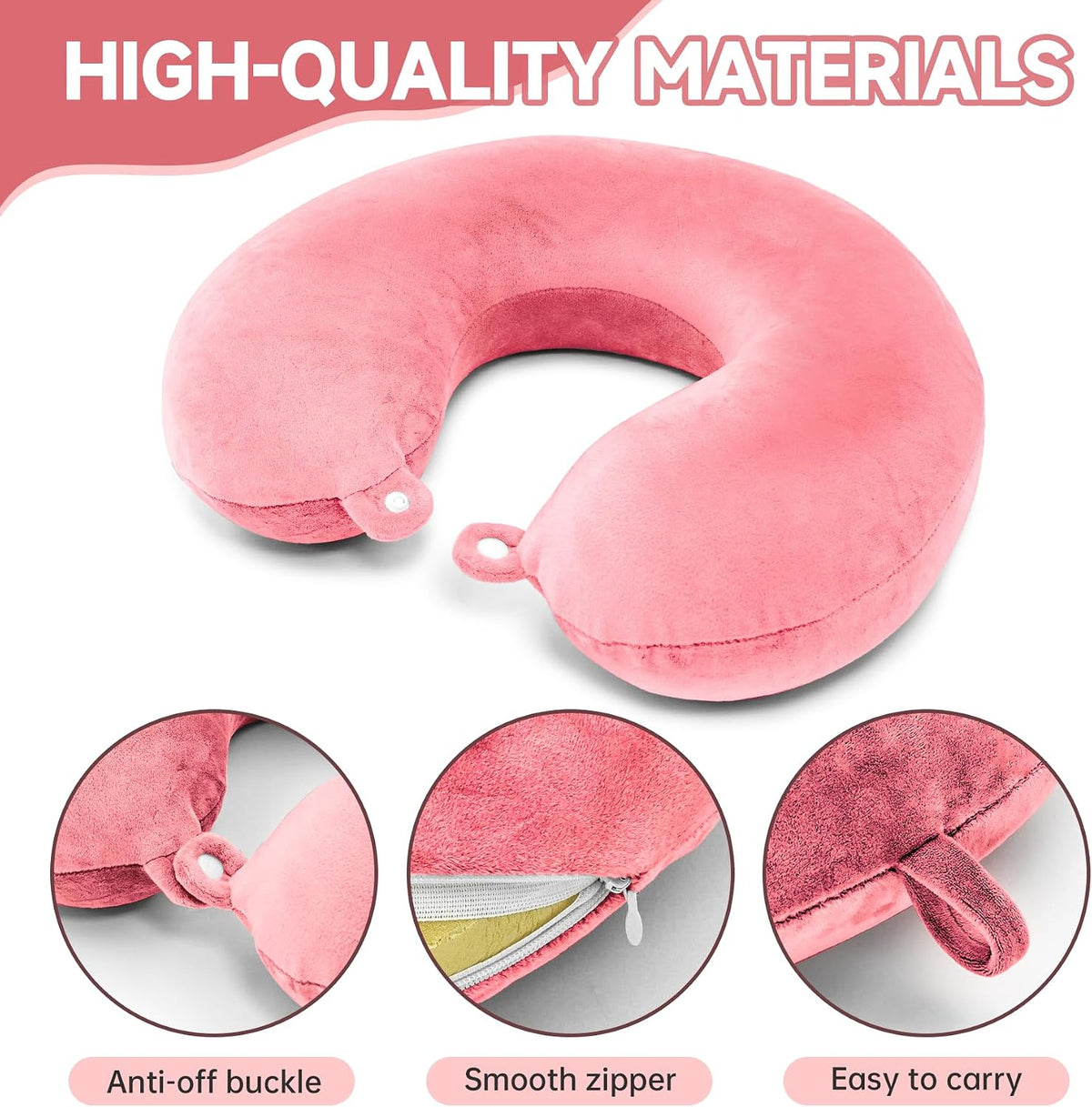 2 Packs Travel Neck Pillow Cover, Reusable U Shaped Washable Soft Smooth Airplane Pillow Cover