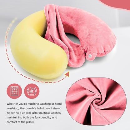 2 Packs Travel Neck Pillow Cover, Reusable U Shaped Washable Soft Smooth Airplane Pillow Cover