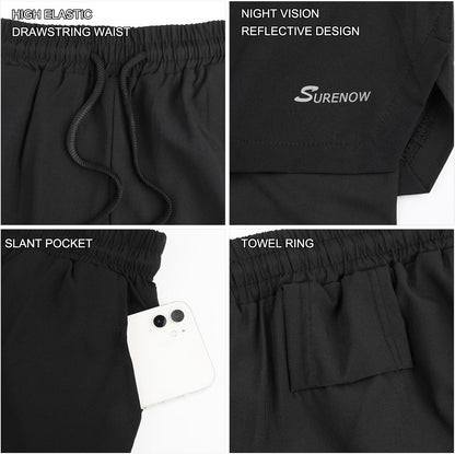 Mens 2 in 1 Running Shorts Quick Dry Athletic Shorts with Liner, Workout Shorts with Zip Pockets and Towel Loop