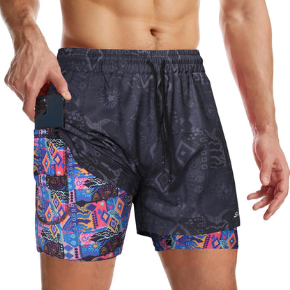 Mens 2 in 1 Running Shorts Quick Dry Athletic Shorts with Liner, Workout Shorts with Zip Pockets and Towel Loop