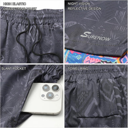 Mens 2 in 1 Running Shorts Quick Dry Athletic Shorts with Liner, Workout Shorts with Zip Pockets and Towel Loop