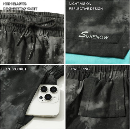 Mens 2 in 1 Running Shorts Quick Dry Athletic Shorts with Liner, Workout Shorts with Zip Pockets and Towel Loop