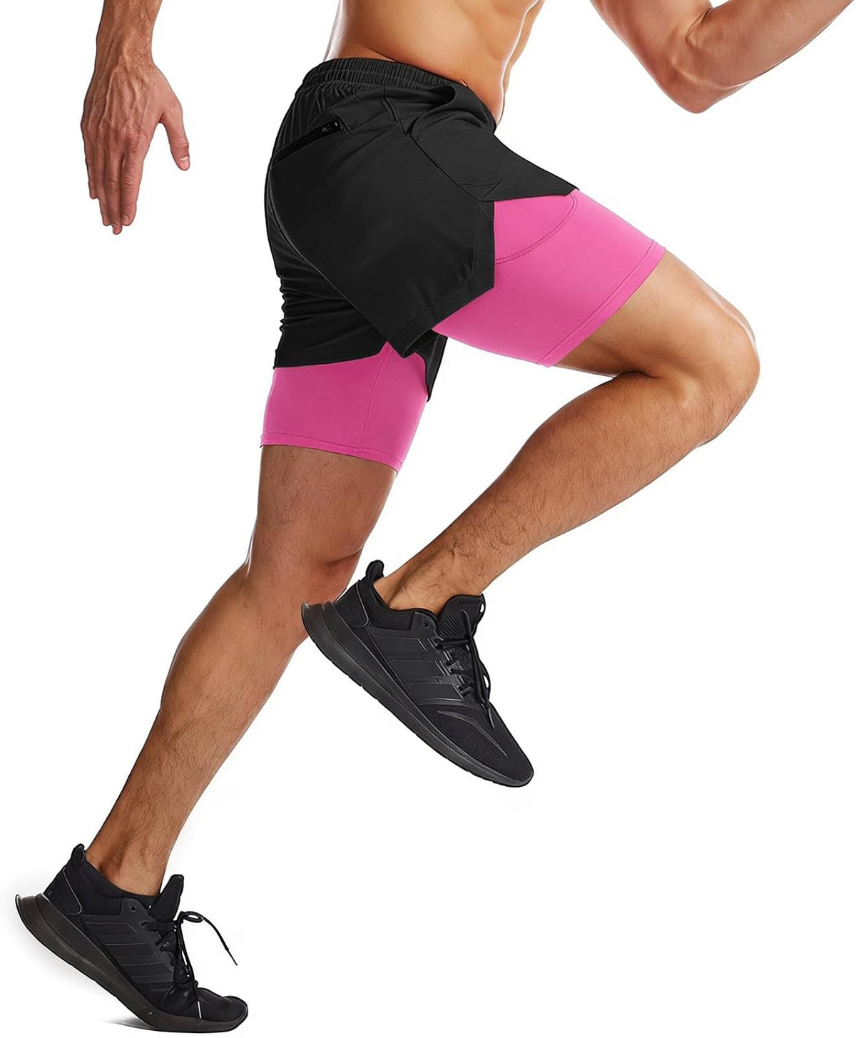 Mens 2 in 1 Running Shorts Quick Dry Athletic Shorts with Liner, Workout Shorts with Zip Pockets and Towel Loop