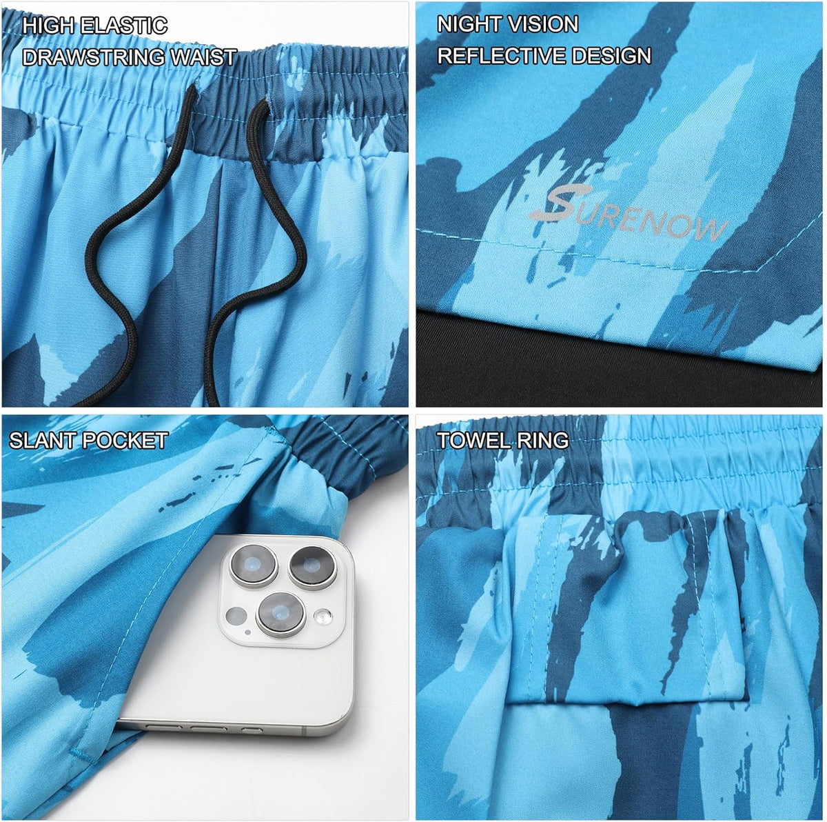 Mens 2 in 1 Running Shorts Quick Dry Athletic Shorts with Liner, Workout Shorts with Zip Pockets and Towel Loop