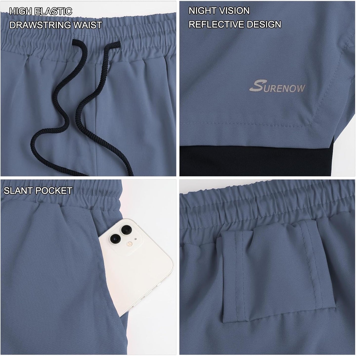 Mens 2 in 1 Running Shorts Quick Dry Athletic Shorts with Liner, Workout Shorts with Zip Pockets and Towel Loop