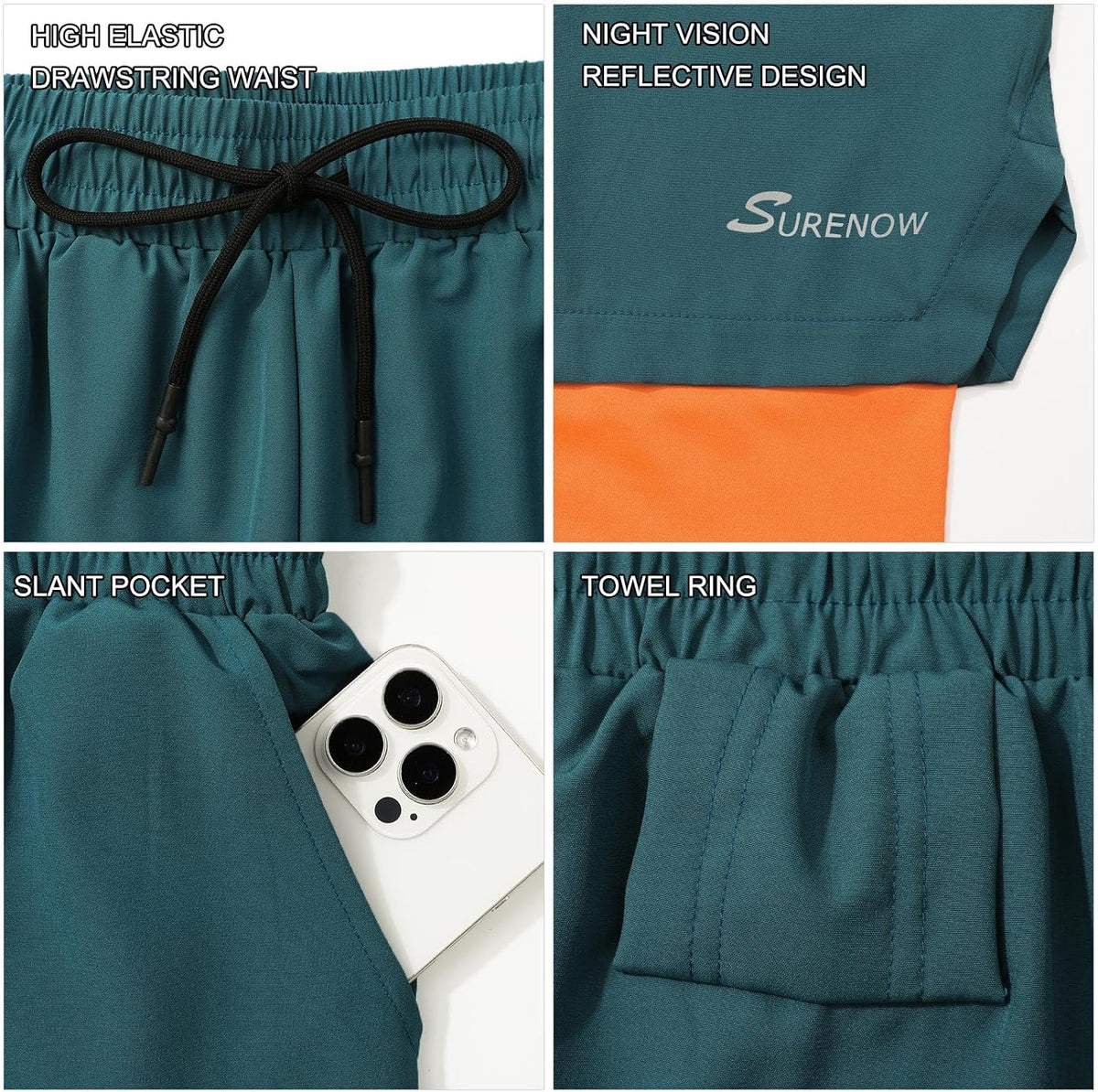 Mens 2 in 1 Running Shorts Quick Dry Athletic Shorts with Liner, Workout Shorts with Zip Pockets and Towel Loop